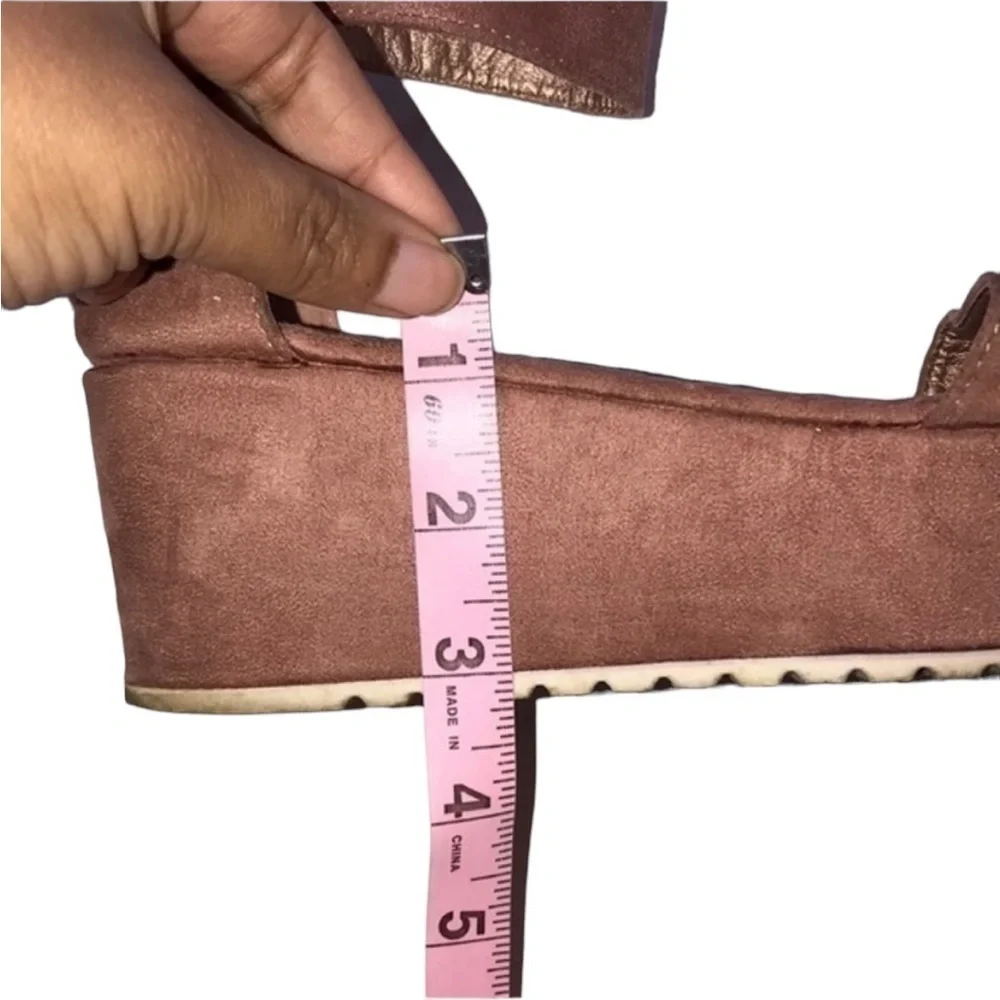 Dark Pink Suede Platform Sandal